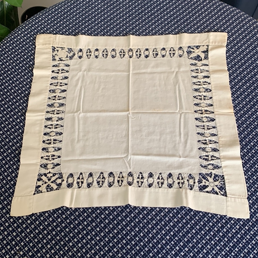 Three vintage handmade table linens